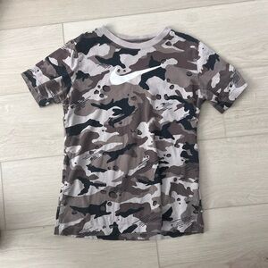 Nike Brown & Black Camo Short Sleeve Tee with White Swoosh